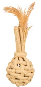 Baňka XXL z papírové příze, 15 cm, s rolničkou a peřím